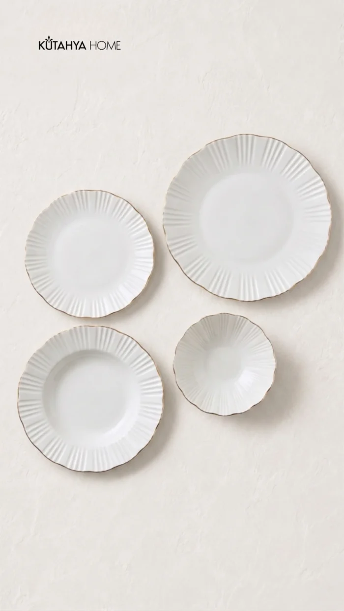 Timeless Elegance Yemek Takımı 24 Parça Gerçek Altın Lüks Modern - Görsel 2