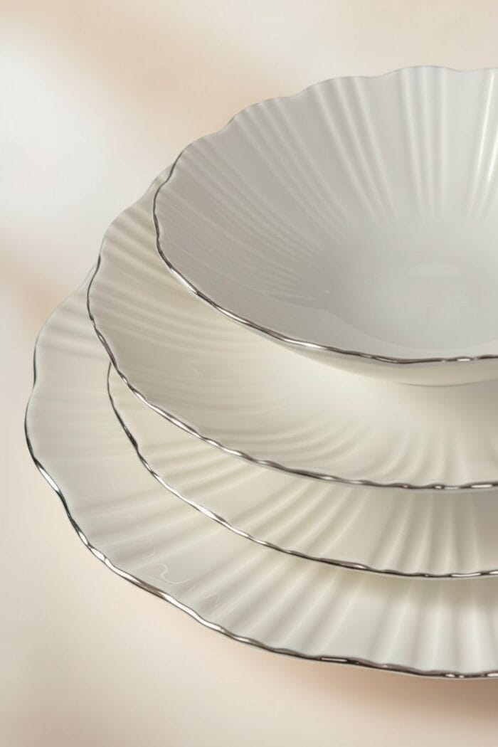 Timeless Elegance Yemek Takımı 24 Parça Gümüş Lüks Modern - Görsel 4