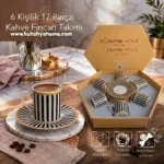 BAROK PORSELEN KAHVE FİNCAN TAKIMI CİZGİLİ DESEN 12 PRÇ