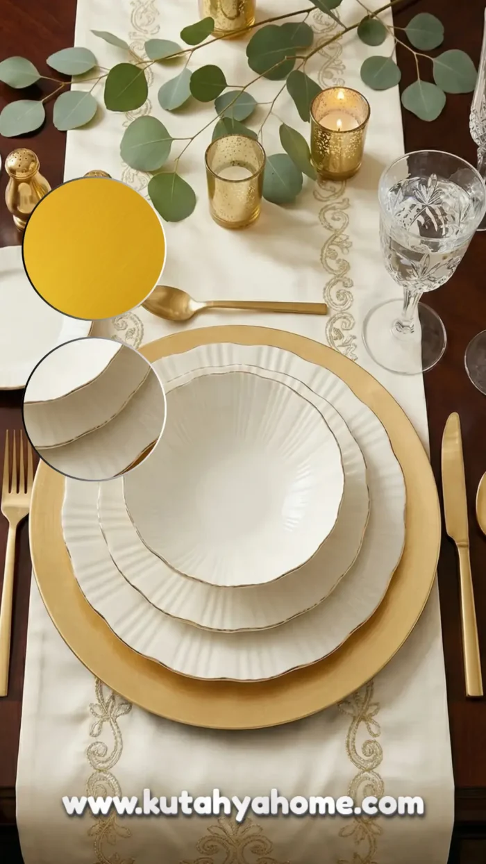 12 Kişilik 52 Parça Timeless Elegance Porselen Altın Yemek Seti - Görsel 2