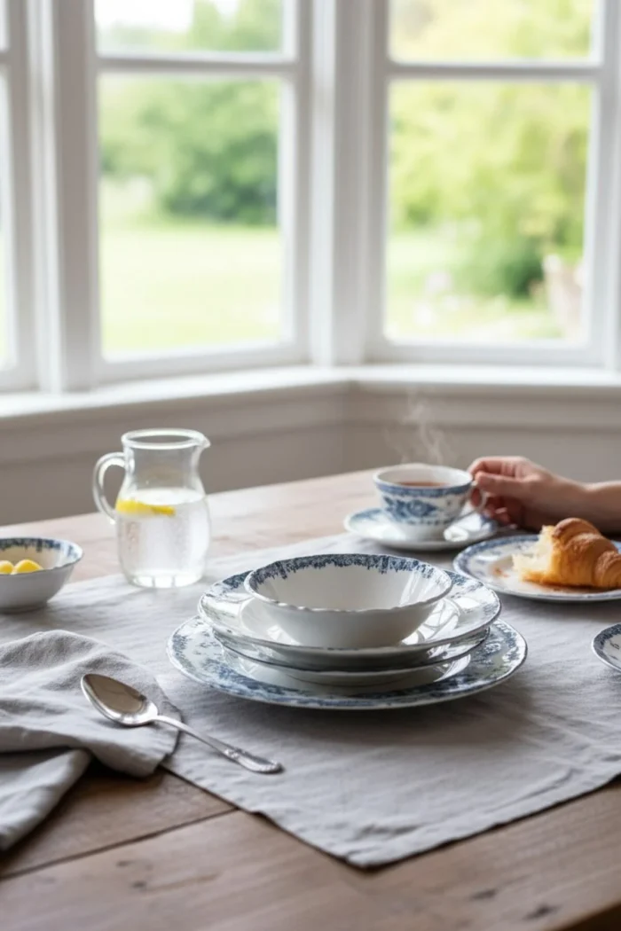 Blue Romance 24 Parça Desenli Porselen Yemek Takımı - Görsel 9