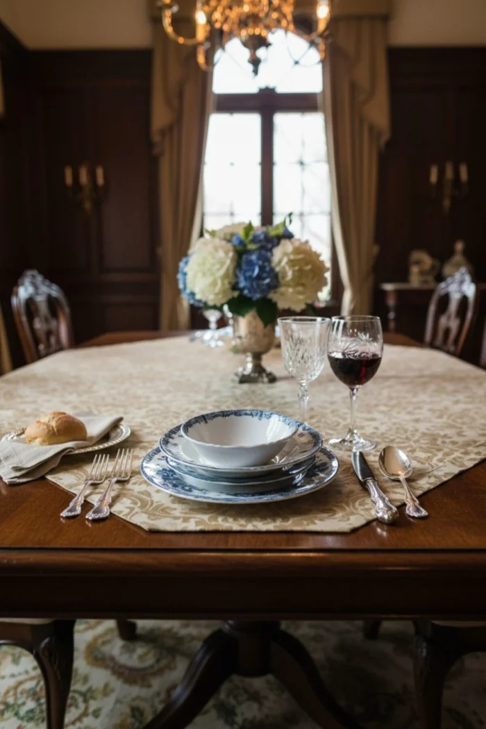 Blue Romance 24 Parça Desenli Porselen Yemek Takımı - Görsel 6