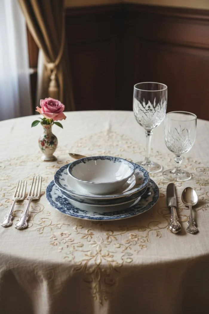 Blue Romance 24 Parça Desenli Porselen Yemek Takımı - Görsel 7