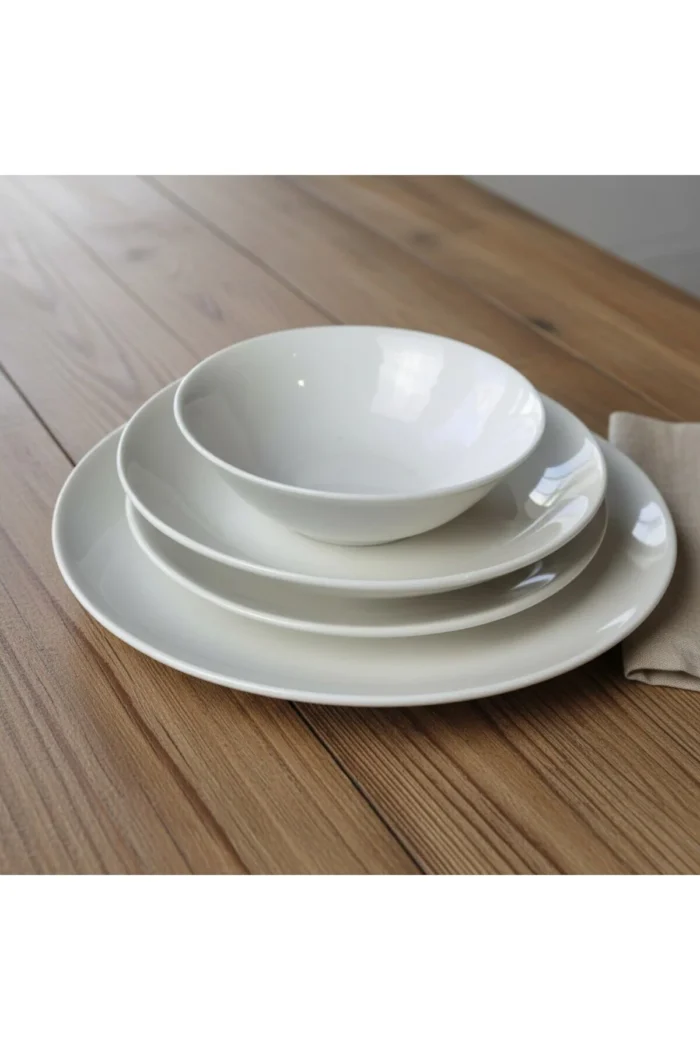 Porselen Soft Krem Yemek Takımı | Günlük ve Misafir 24 Parça - Görsel 3