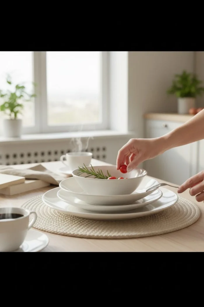 Porselen Soft Krem Yemek Takımı | Günlük ve Misafir 24 Parça - Görsel 2