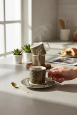 Amber 12 Parça Desenli Porselen Kahve Fincan Takımı | 6 Kişilik - Görsel 2