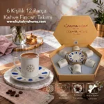 Porselen Acem Zade Lacivert Kahve Fincanı ve Çay Tabağı
