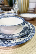 Blue Romance 24 Parça Desenli Porselen Yemek Takımı - Görsel 4