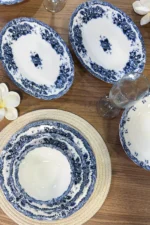 Blue Romance 24 Parça Desenli Porselen Yemek Takımı - Görsel 7