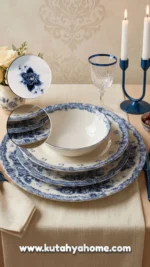 Blue Romance 24 Parça Desenli Porselen Yemek Takımı