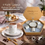 6 Kişilik Porselen Türk Kahvesi Fincanı Takımı Tulipya