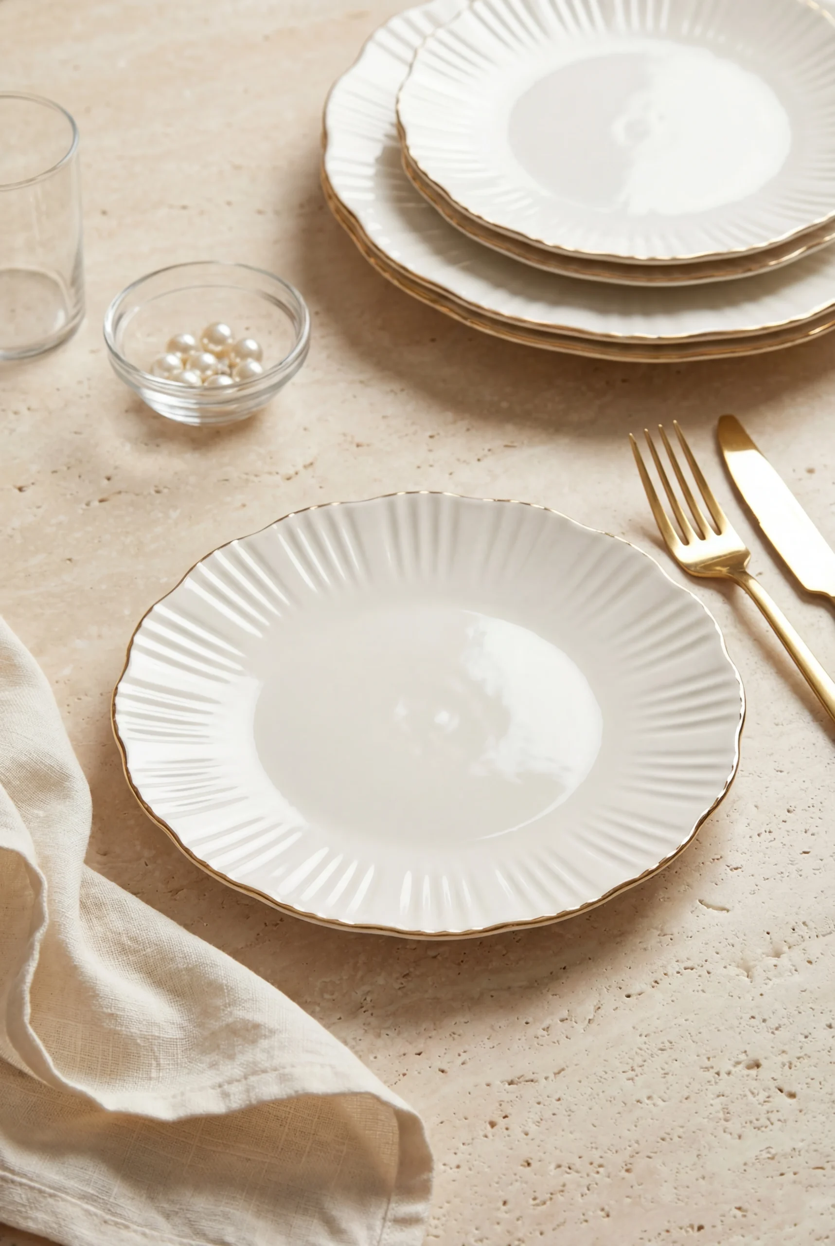 inci_tatli_3(1) 6 Adet Pasta Tabağı Altın Timeless Elegance - Görsel 1