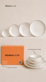 Lüks Gümüş File Desenli Modern Porselen Yemek Takımı 24 parça 6 Kişilik Timeless Design - Görsel 5