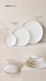 Lüks Gümüş File Desenli Modern Porselen Yemek Takımı 24 parça 6 Kişilik Timeless Design - Görsel 3