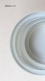Lüks Gümüş File Desenli Modern Porselen Yemek Takımı 24 parça 6 Kişilik Timeless Design