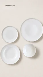 Lüks Gümüş File Desenli Modern Porselen Yemek Takımı 24 parça 6 Kişilik Timeless Design - Görsel 2