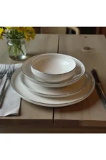 Lüks Gümüş File Desenli Modern Porselen Yemek Takımı 24 parça 6 Kişilik Timeless Design - Görsel 5