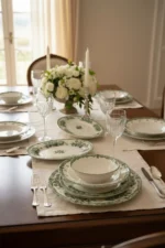 Green Romance 24 Parça Desenli Porselen Yemek Takımı - Görsel 4