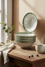 Green Romance 24 Parça Desenli Porselen Yemek Takımı - Görsel 8