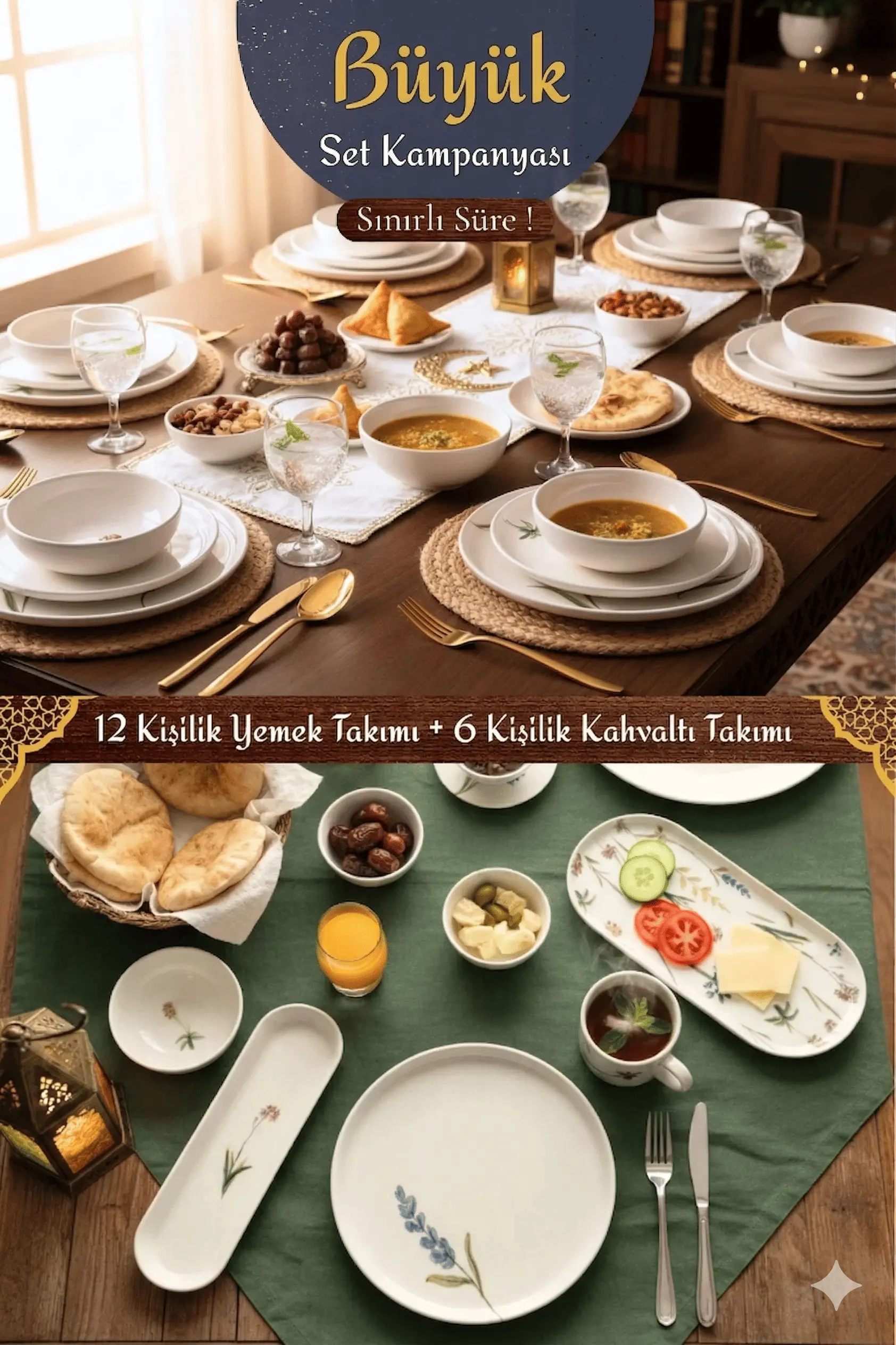 herbal12set Herbal 12 Kişilik 70 Parça Yemek - Kahvaltı Seti - Görsel 1
