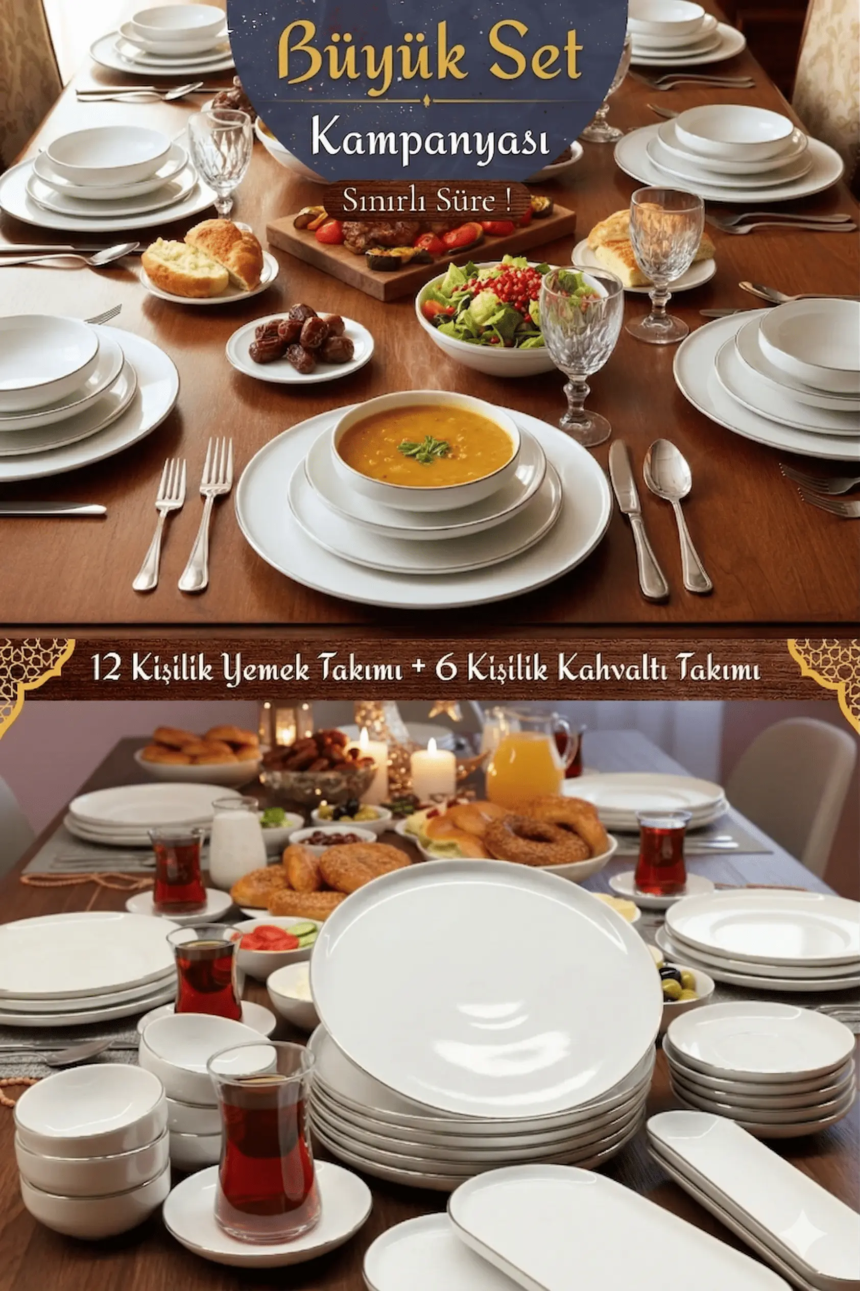 masterchef-gold Timeless Gümüş Yaldız 12 Kişilik 70 Parça Yemek - Kahvaltı Seti - Görsel 1