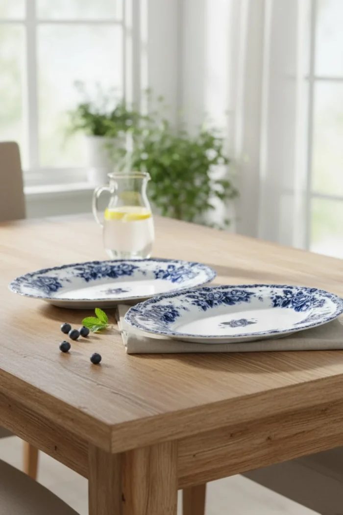 2 adet 25CM Kayık Tabak Blue Romance Serisi - Görsel 2