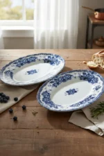 2 adet 25CM Kayık Tabak Blue Romance Serisi - Görsel 3