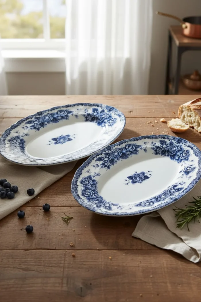 2 adet 25CM Kayık Tabak Blue Romance Serisi - Görsel 3