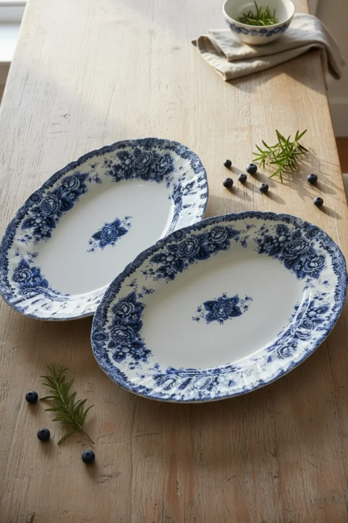 2 adet 25CM Kayık Tabak Blue Romance Serisi - Görsel 4