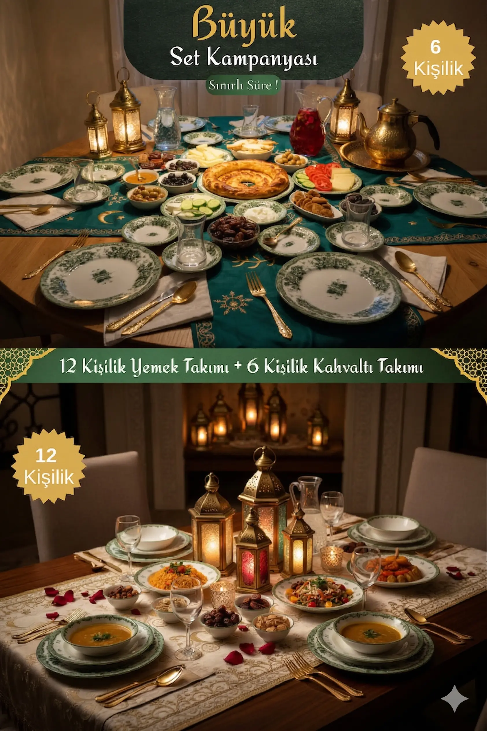 greenromance-12 Green Romance 12 Kişilik 68 Parça Yemek - Kahvaltı Seti - Görsel 1