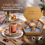 Penceredeki Renkler Kahve Fincan Takımı 12 Parça Porselen 6 Kişilik