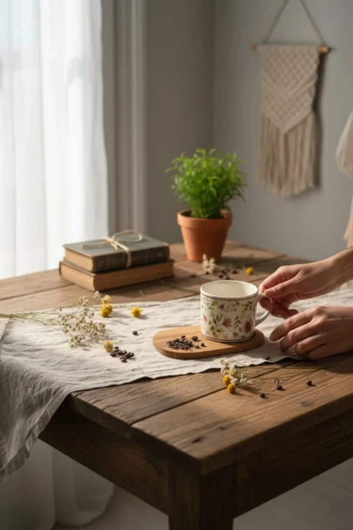 Ahşap Servis Sunumluklu Bahar Mug Fincan- 2 Parça - Görsel 4