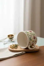 Ahşap Servis Sunumluklu Bahar Mug Fincan- 2 Parça
