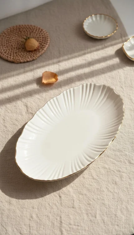 2 adet 25CM Altın Kayık Tabak Timeless Elegance Serisi