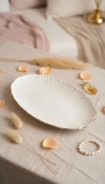 2 adet 25CM Altın Kayık Tabak Timeless Elegance Serisi - Görsel 4