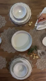 Baklava Desen Nakışlı Supla ve Runner Takımı - GOLD - Görsel 3