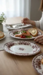 2 adet 25CM Kayık Tabak Burgundy Romance Serisi - Görsel 3