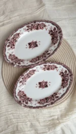 2 adet 25CM Kayık Tabak Burgundy Romance Serisi