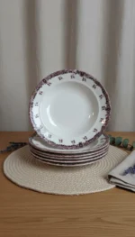 Burgundy Romance 24 Parça Desenli Porselen Yemek Takımı - Görsel 5