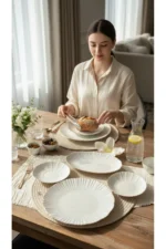 Timeless Elegance 20 Parça Porselen Kahvaltı Takımı – Gold Fileli Premium Sunum Seti - Görsel 7