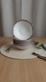 Burgundy Romance 24 Parça Desenli Porselen Yemek Takımı - Görsel 4