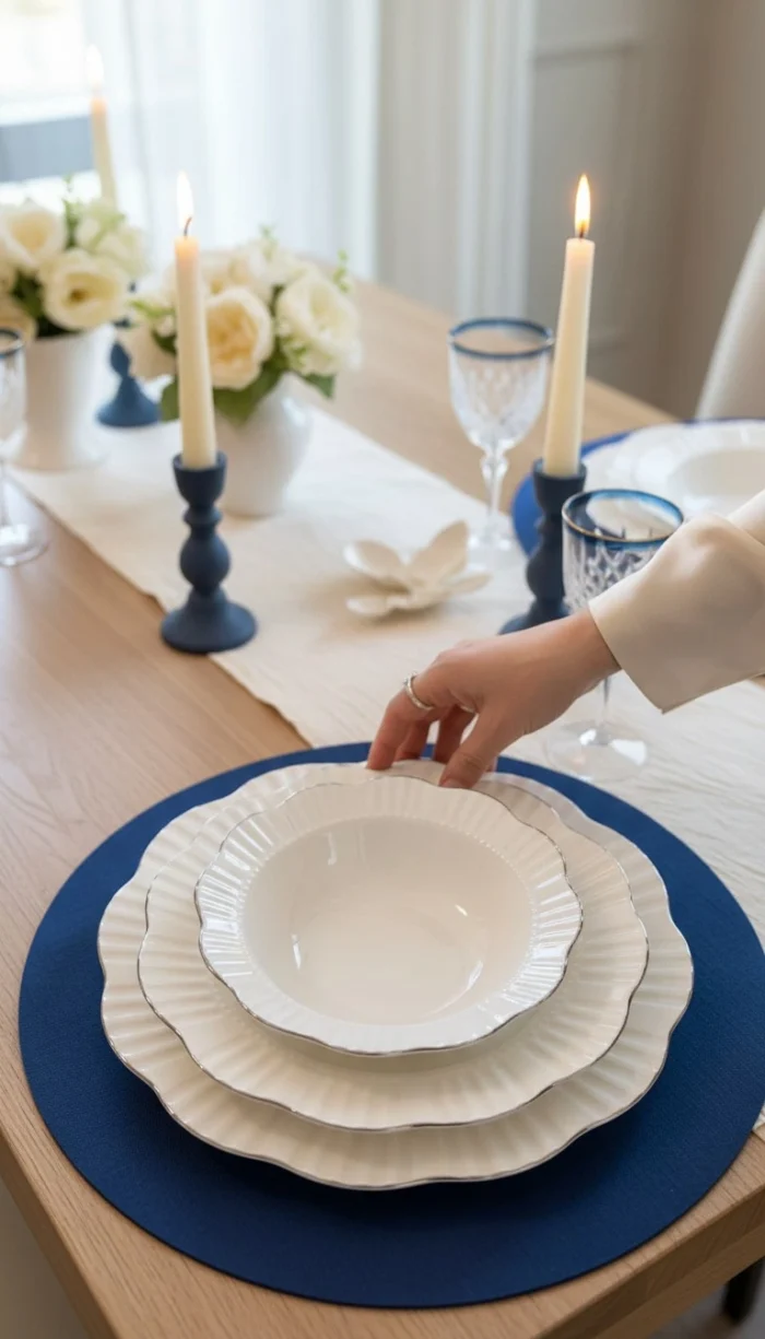 Pearl 24 Parça GÜMÜŞ Yaldızlı Porselen Yemek Takımı - Görsel 3