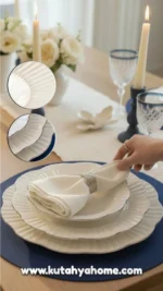 Pearl 24 Parça GÜMÜŞ Yaldızlı Porselen Yemek Takımı