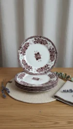 Burgundy Romance 24 Parça Desenli Porselen Yemek Takımı - Görsel 6