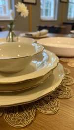 Yıldız OVAL Desen Nakışlı Supla ve Runner Takımı - GOLD - Görsel 4