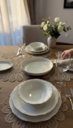 Yıldız OVAL Desen Nakışlı Supla ve Runner Takımı - GOLD - Görsel 5