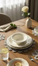 Yıldız OVAL Desen Nakışlı Supla ve Runner Takımı - GÜMÜŞ - Görsel 4