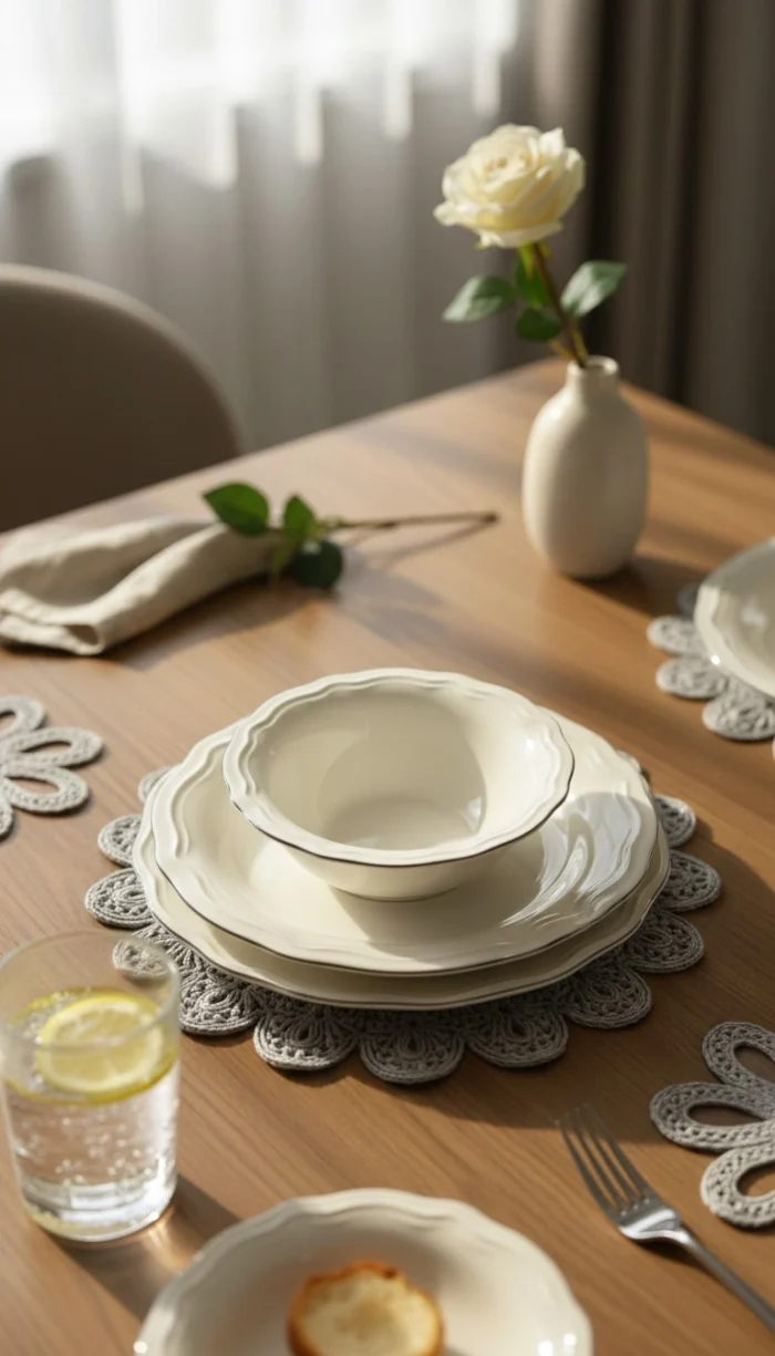 Yıldız OVAL Desen Nakışlı Supla ve Runner Takımı - GÜMÜŞ - Görsel 4