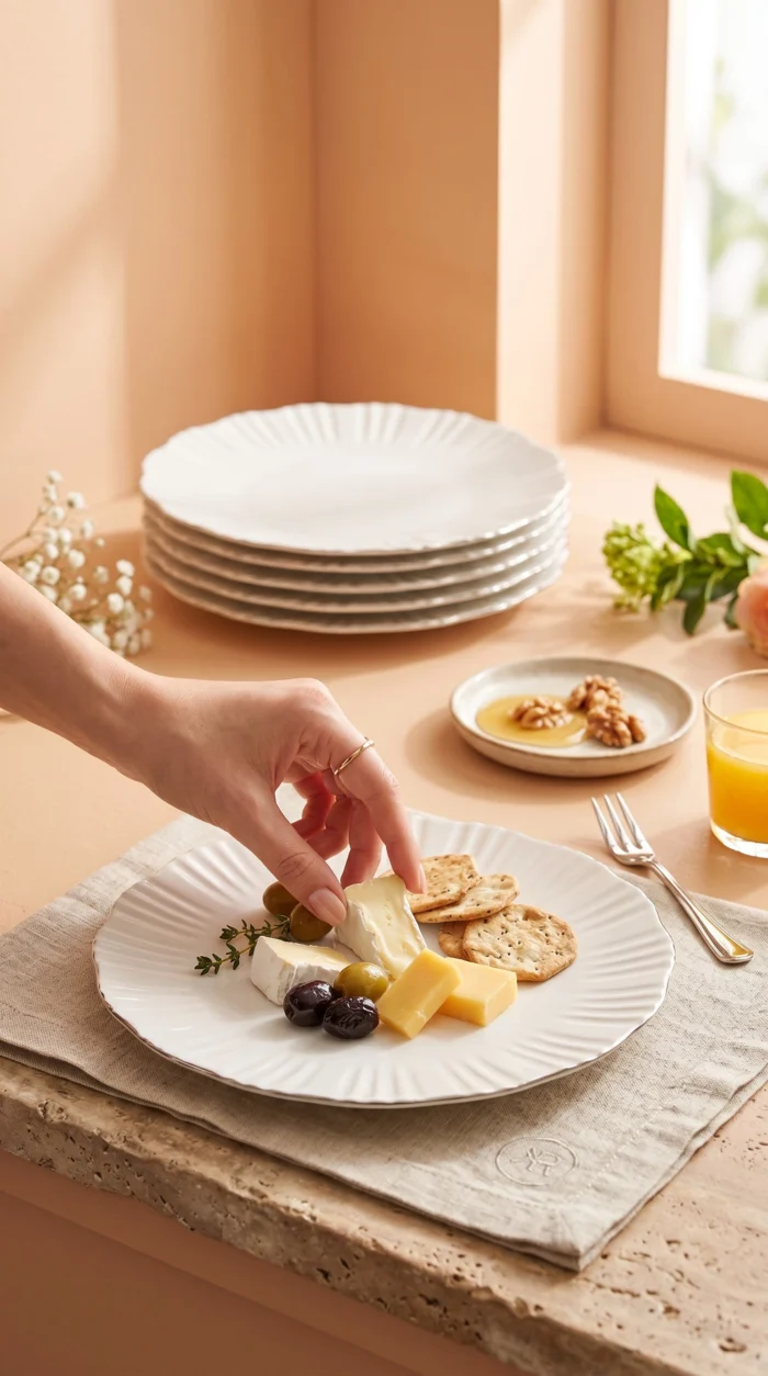Timeless Elegance 20 Parça Porselen Kahvaltı Takımı – GÜMÜŞ Fileli Premium Sunum Seti - Görsel 7
