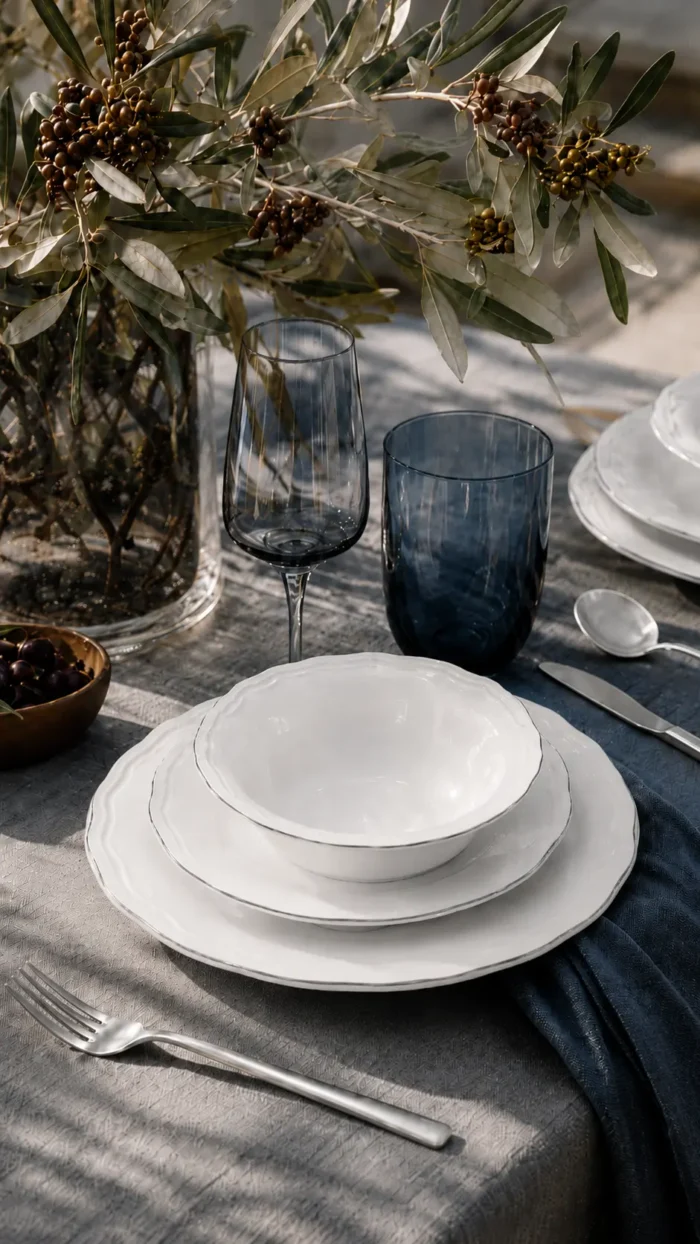 12 Kişilik 72 Parça Luxury Porselen Gümüş Yemek Seti - Görsel 3